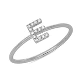 0.05ct 14k White Gold Diamond Lady's Ring - Letter E